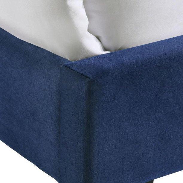 Elements Bedroom Sets - Emery Upholstered Queen Bed with Two Nightstands in Navy