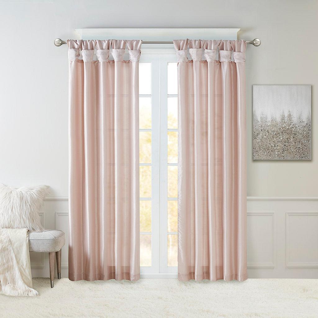 Olliix.com Curtains - Emilia 108" Twist Tab Window Curtain Collection Blush