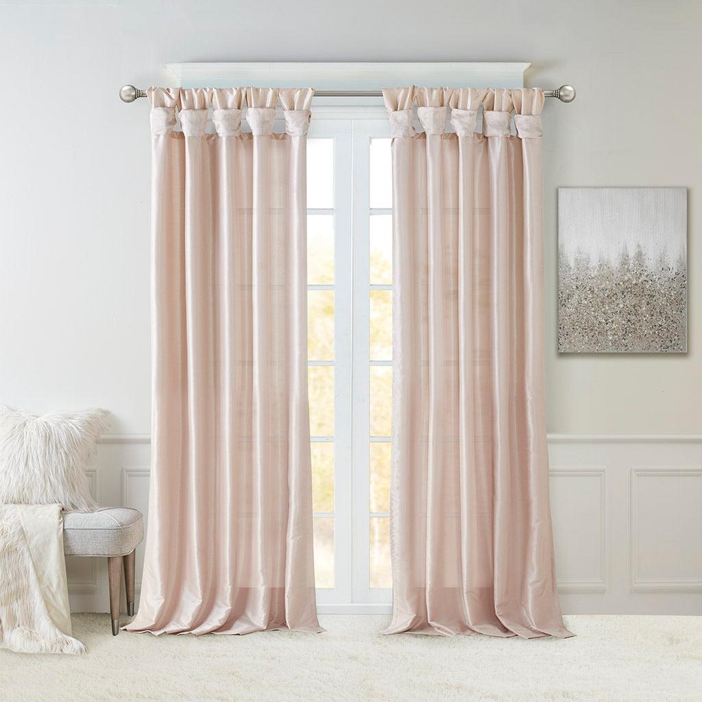 Olliix.com Curtains - Emilia 108" Twist Tab Window Curtain Collection Blush