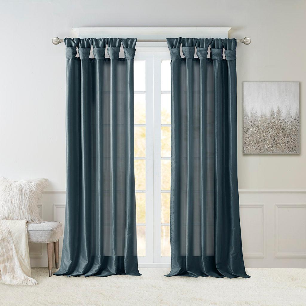 Olliix.com Curtains - Emilia 108" Twist Tab Window Curtain Collection Teal