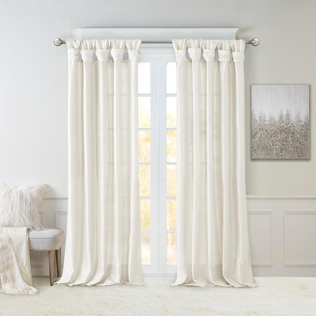 Olliix.com Curtains - Emilia 108" Twist Tab Window Curtain Collection White