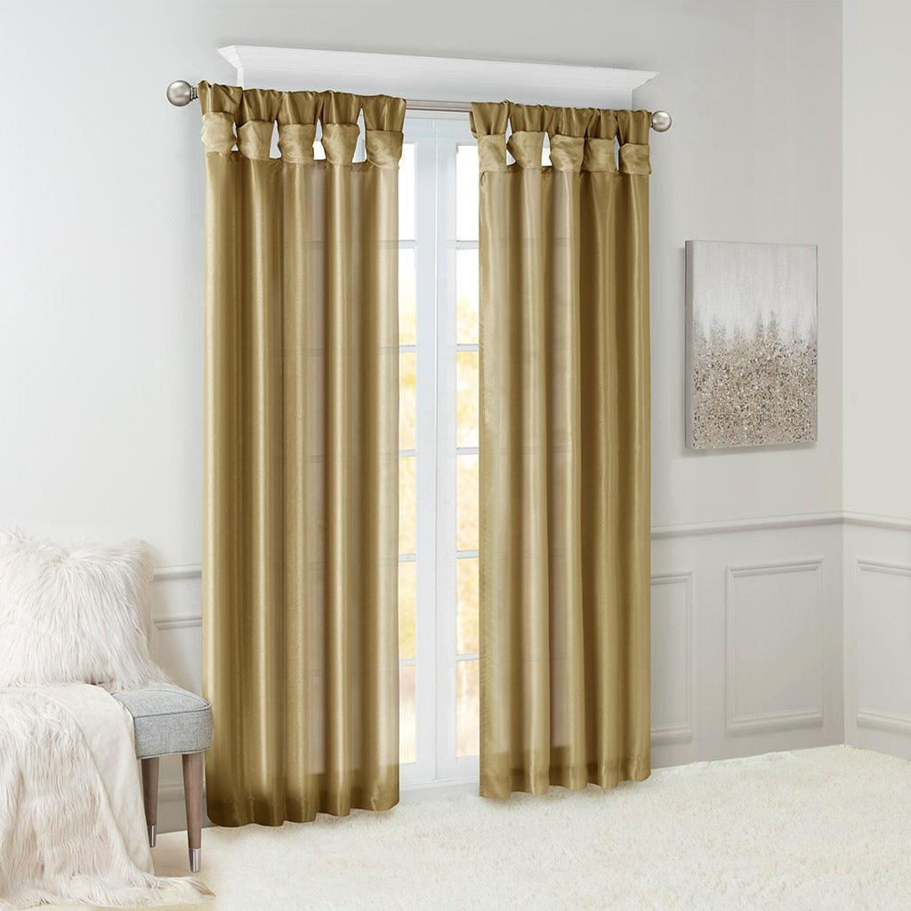Olliix.com Curtains - Emilia 120" Twist Tab Window Curtain Collection Bronze
