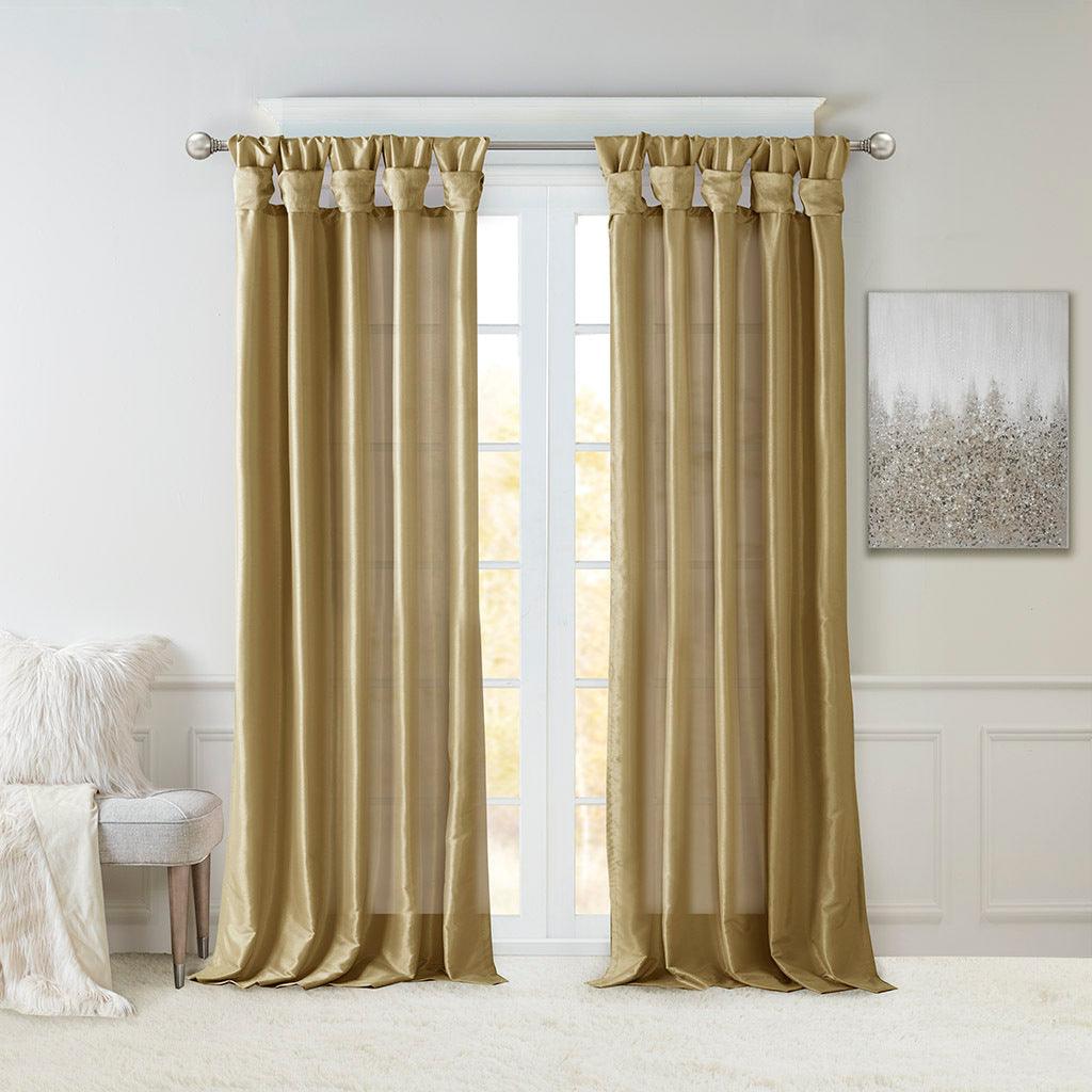 Olliix.com Curtains - Emilia 120" Twist Tab Window Curtain Collection Bronze