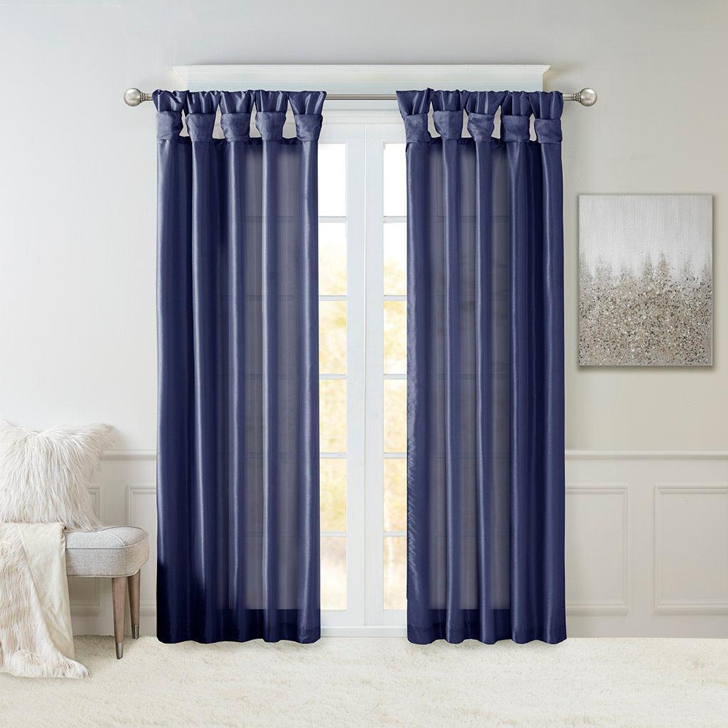 Olliix.com Curtains - Emilia 120" Twist Tab Window Curtain Collection Navy