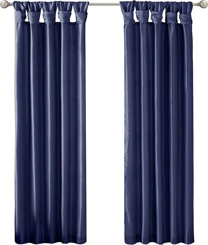 Olliix.com Curtains - Emilia 120" Twist Tab Window Curtain Collection Navy