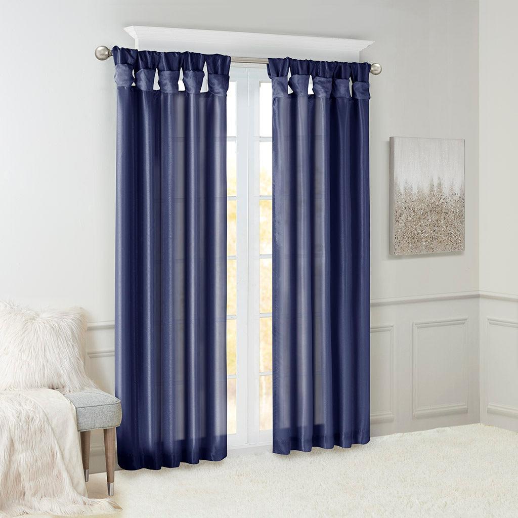 Olliix.com Curtains - Emilia 120" Twist Tab Window Curtain Collection Navy
