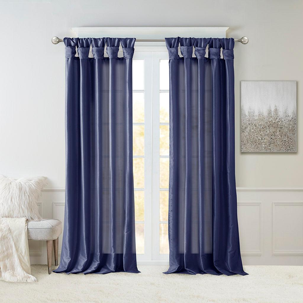 Olliix.com Curtains - Emilia 120" Twist Tab Window Curtain Collection Navy