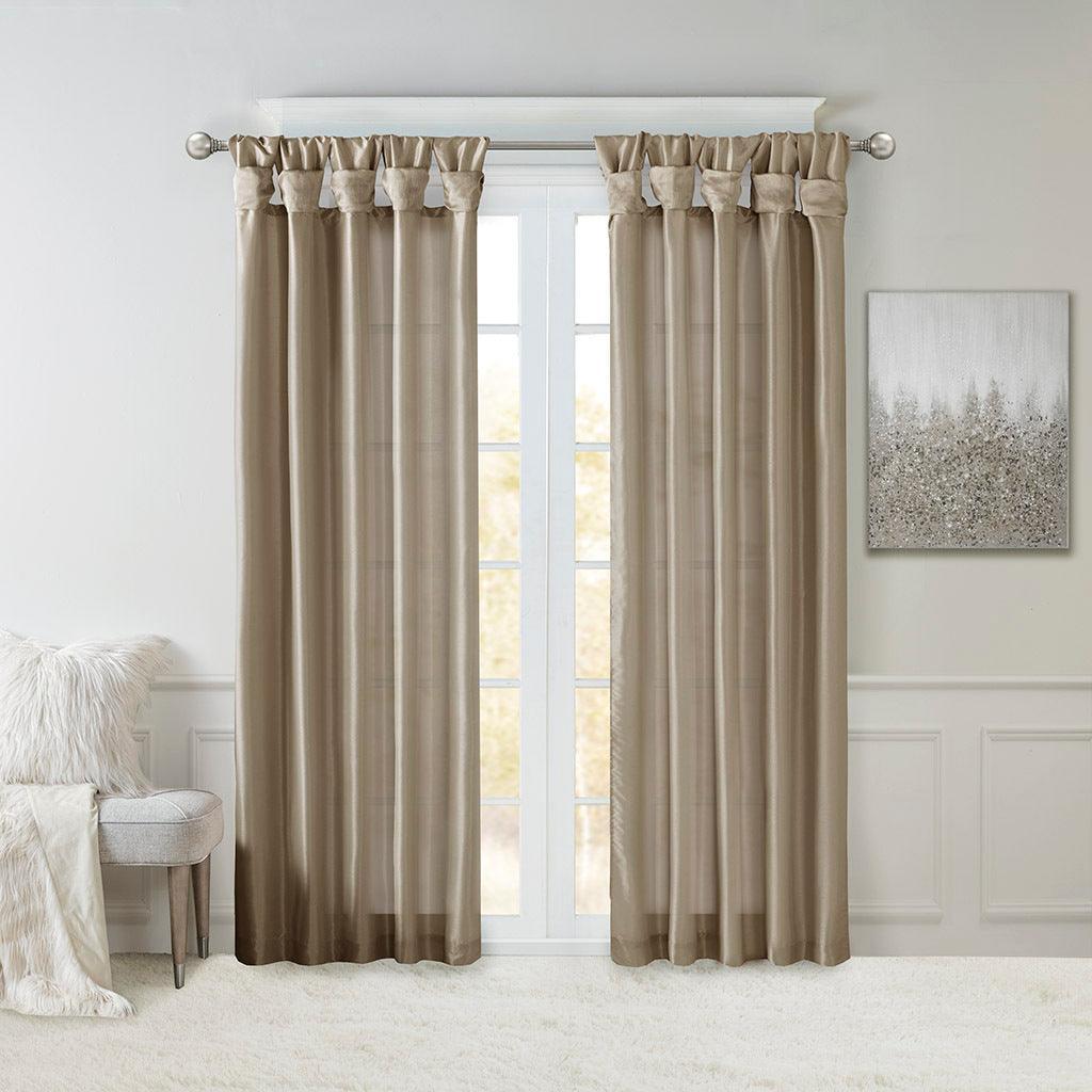 Olliix.com Curtains - Emilia 120" Twist Tab Window Curtain Collection Pewter