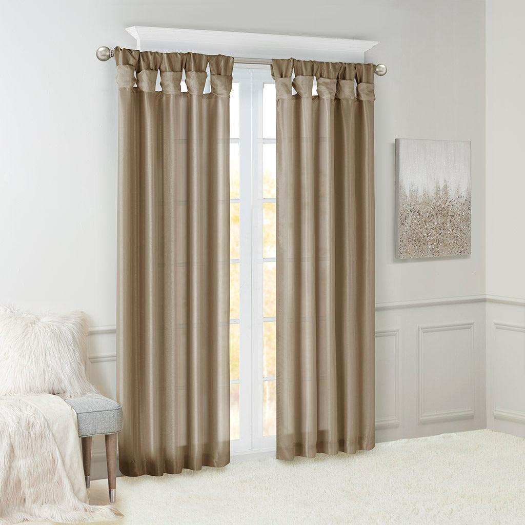 Olliix.com Curtains - Emilia 120" Twist Tab Window Curtain Collection Pewter