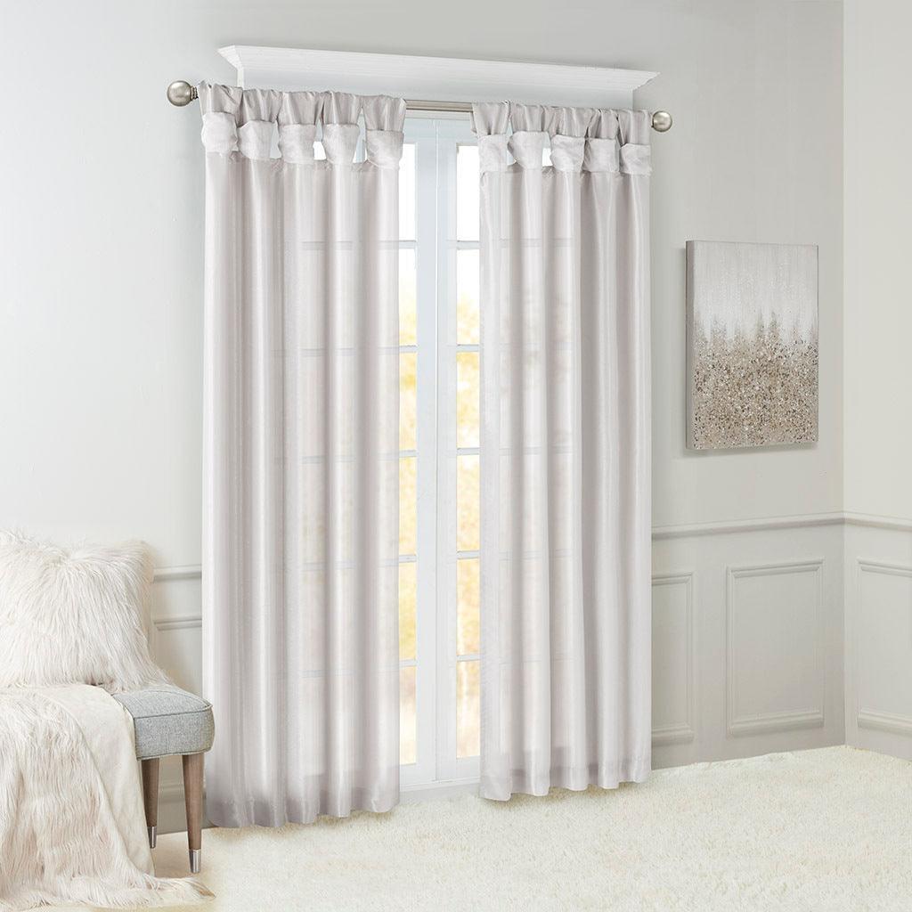 Olliix.com Curtains - Emilia 120" Twist Tab Window Curtain Collection Silver