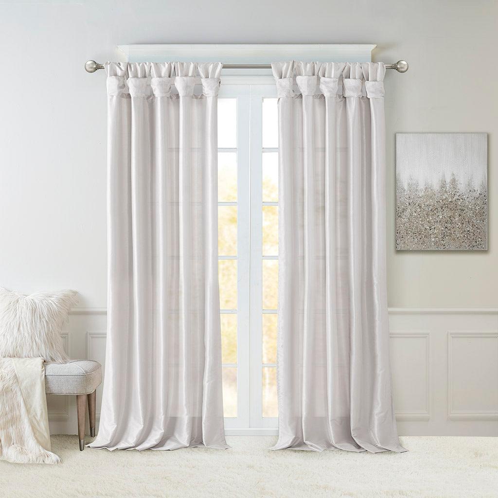 Olliix.com Curtains - Emilia 120" Twist Tab Window Curtain Collection Silver