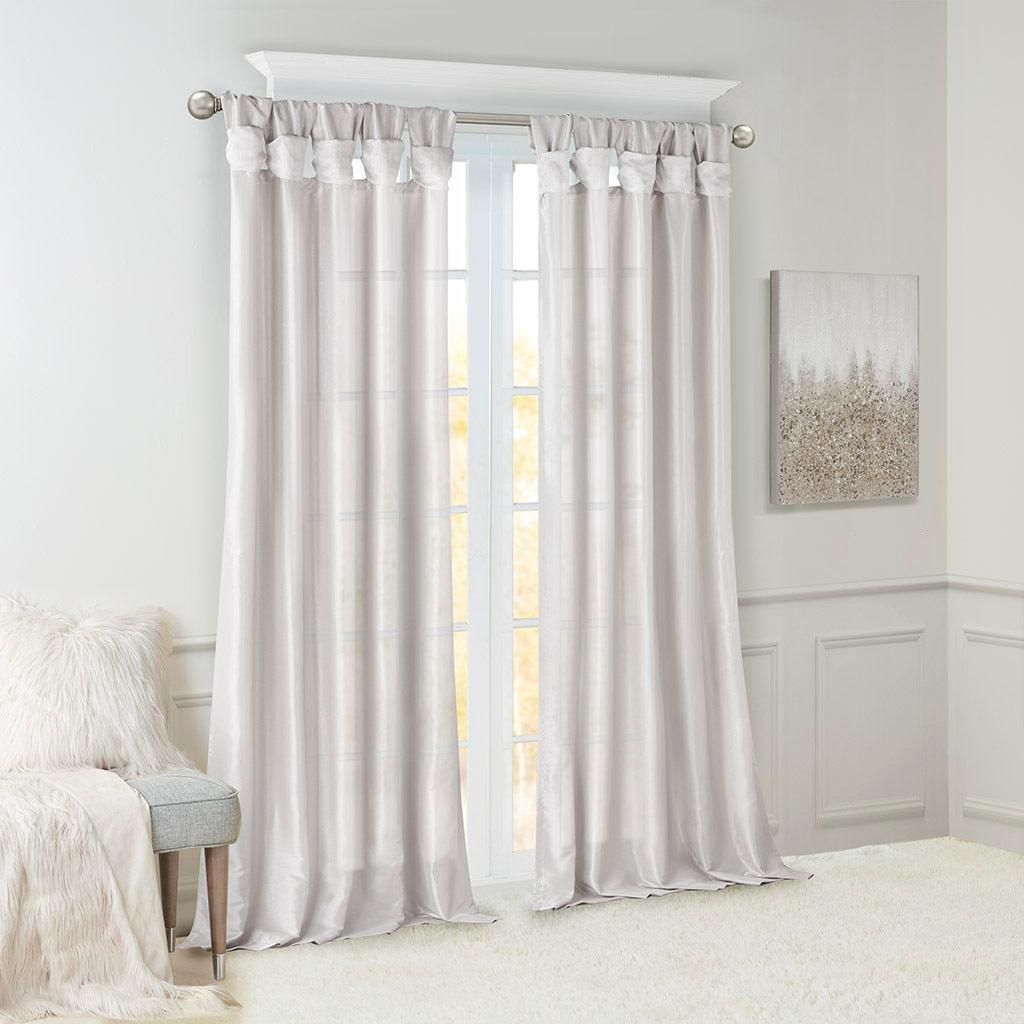 Olliix.com Curtains - Emilia 84 H Twist Tab Window Curtain Collection Silver
