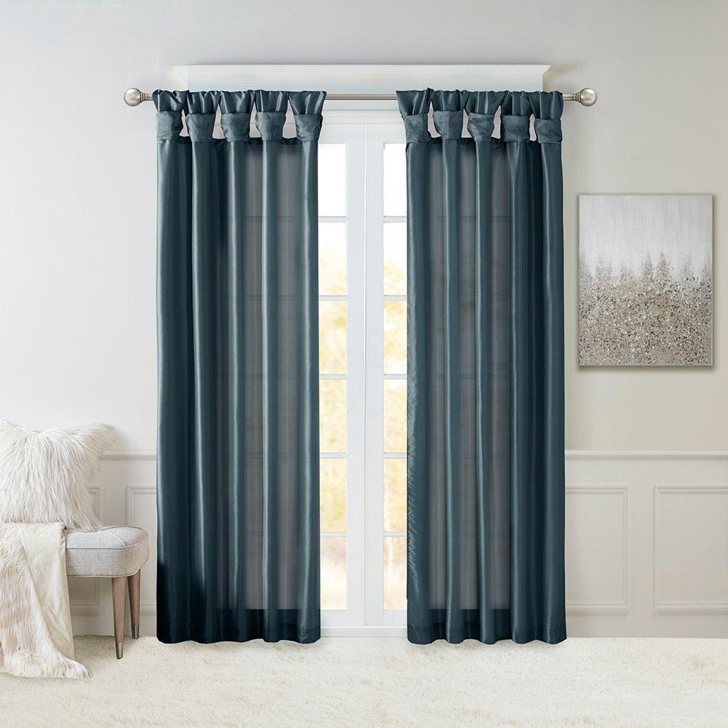Olliix.com Curtains - Emilia 84 H Twist Tab Window Curtain Collection Teal