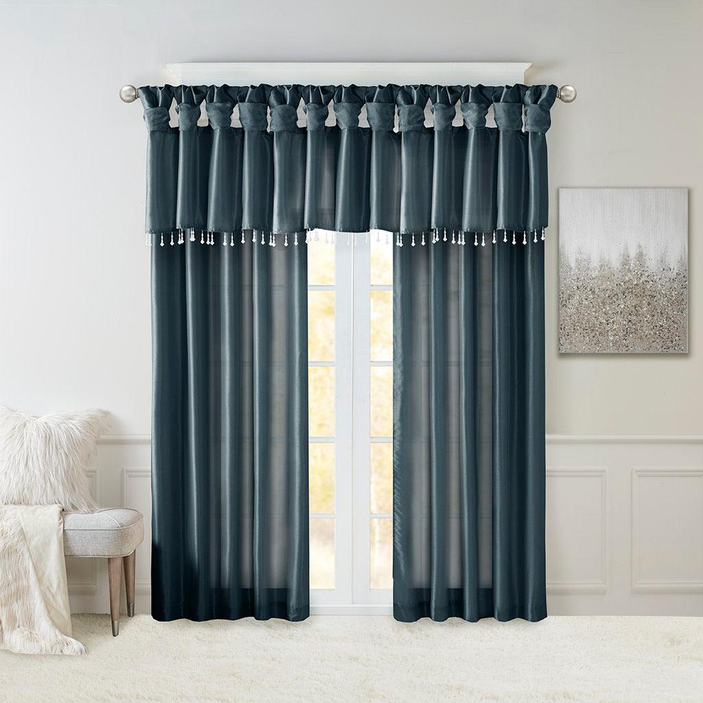 Olliix.com Curtains - Emilia 84 H Twist Tab Window Curtain Collection Teal