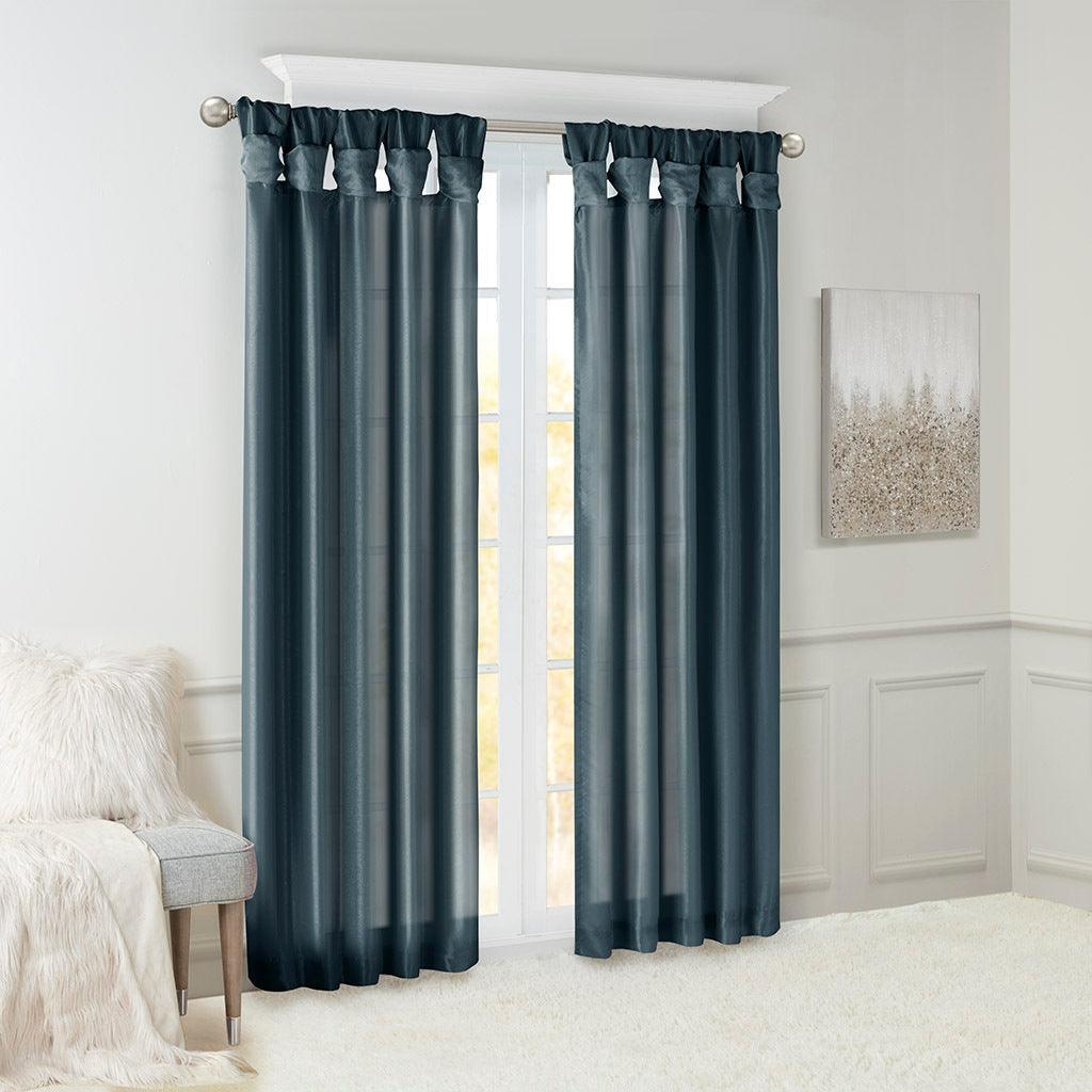 Olliix.com Curtains - Emilia 84 H Twist Tab Window Curtain Collection Teal