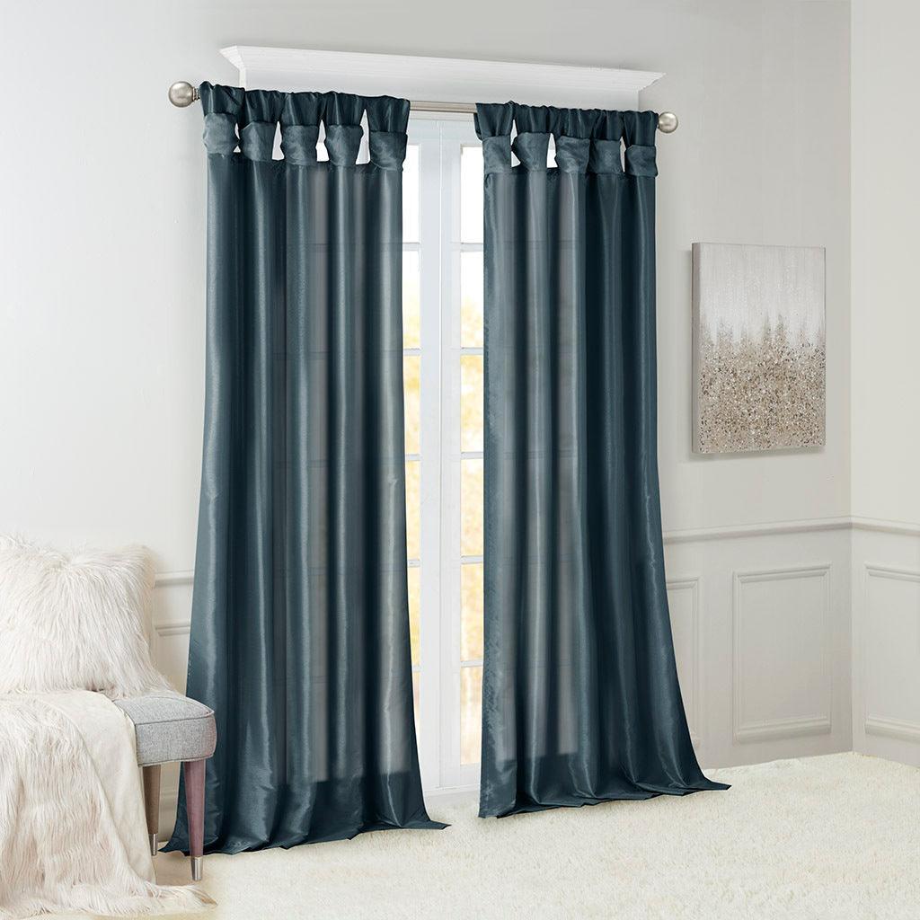 Olliix.com Curtains - Emilia 84 H Twist Tab Window Curtain Collection Teal