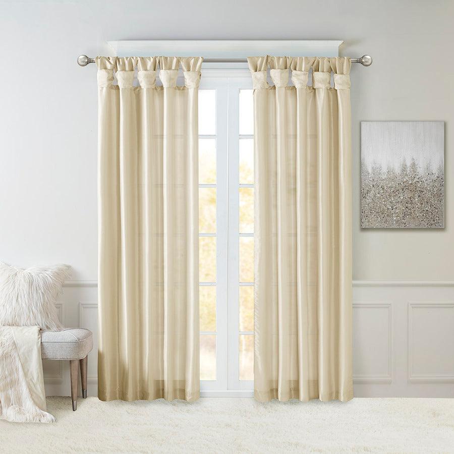 Olliix.com Curtains - Emilia 95" Twist Tab Window Curtain Collection Champagne