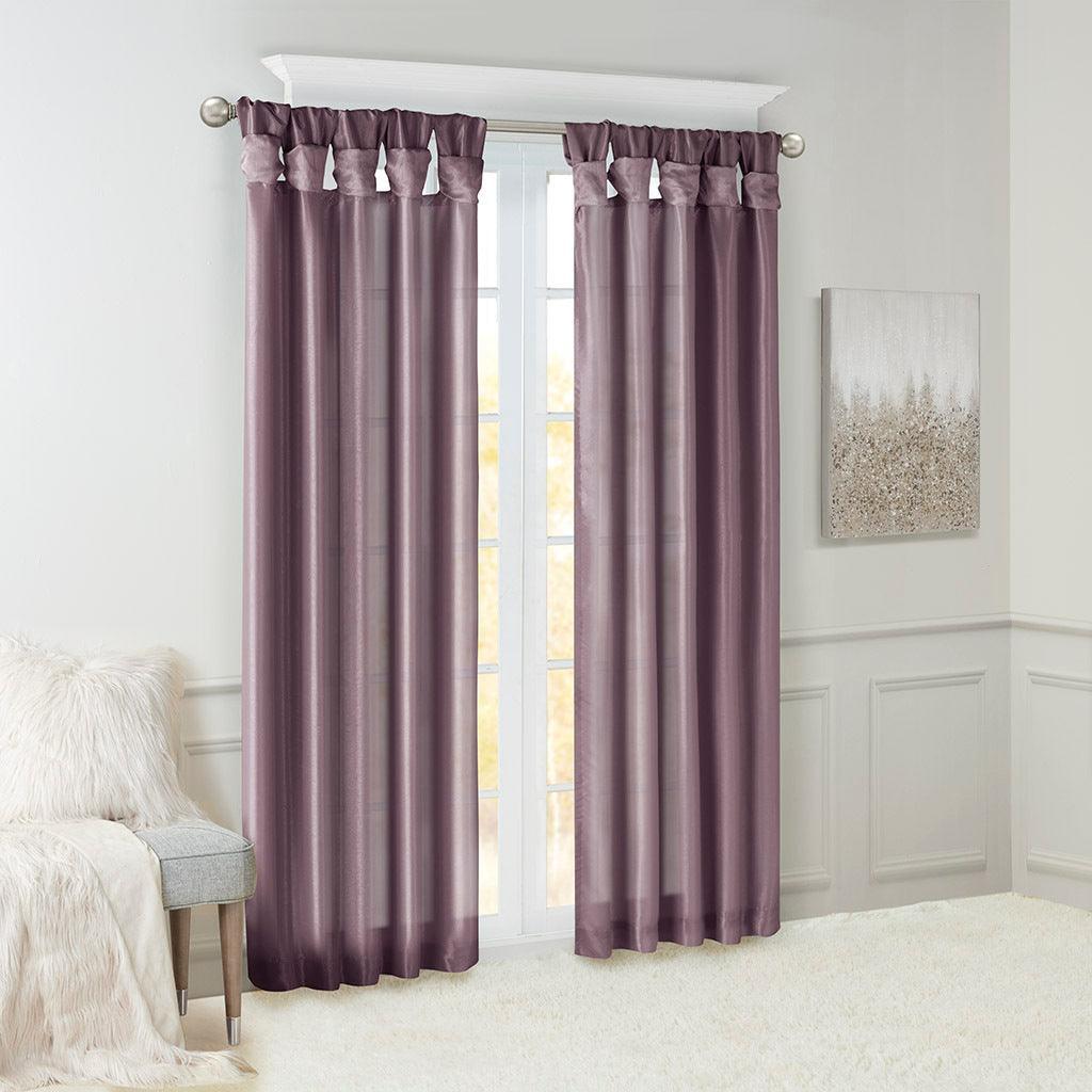 Olliix.com Curtains - Emilia 95" Twist Tab Window Curtain Collection Purple
