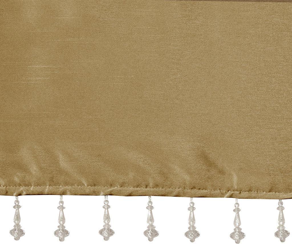 Olliix.com Curtains - Emilia Transitional Lightweight Faux Silk Valance With Beads 50"W x 26"L Bronze