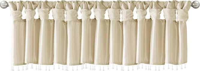 Olliix.com Curtains - Emilia Transitional Lightweight Faux Silk Valance With Beads 50"W x 26"L Champagne
