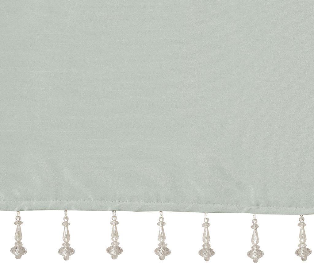 Olliix.com Curtains - Emilia Transitional Lightweight Faux Silk Valance With Beads 50"W x 26"L Dusty Aqua