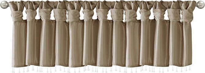 Olliix.com Curtains - Emilia Transitional Lightweight Faux Silk Valance With Beads 50"W x 26"L Pewter