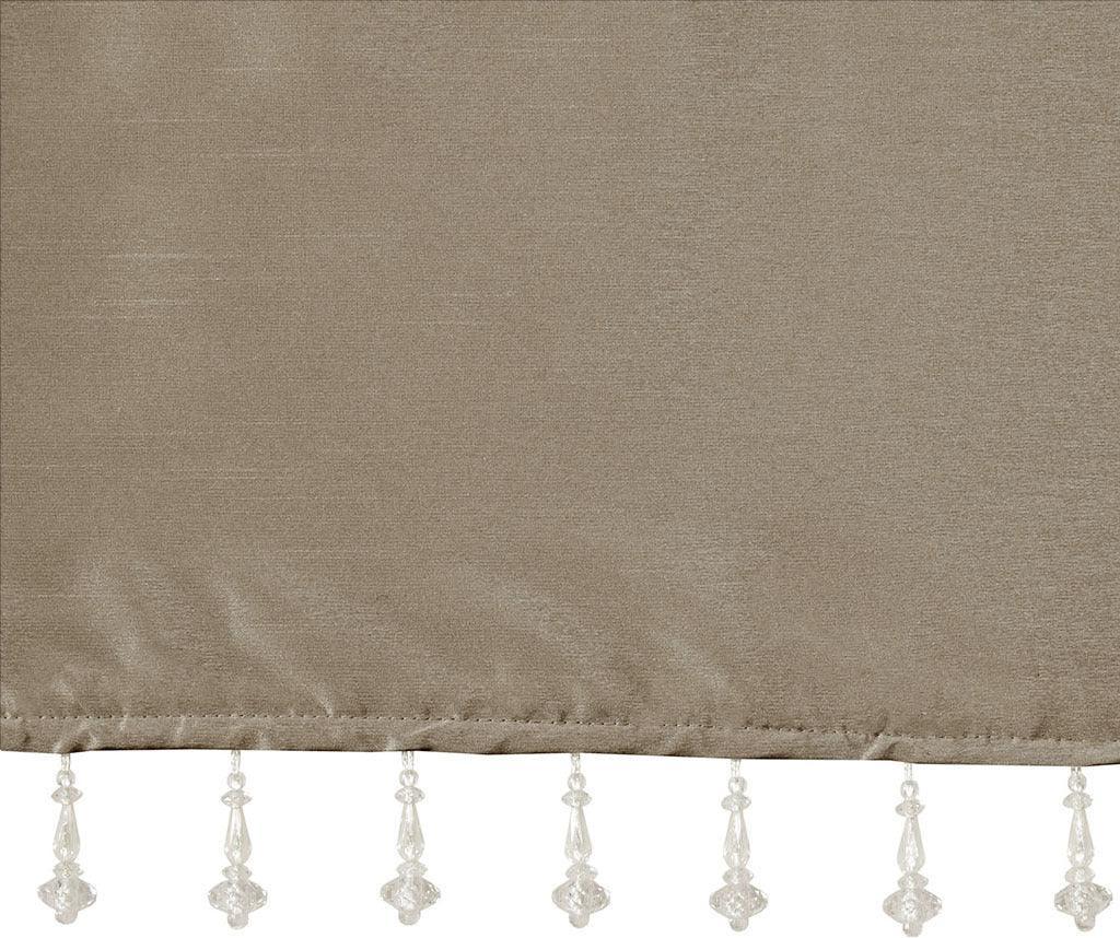 Olliix.com Curtains - Emilia Transitional Lightweight Faux Silk Valance With Beads 50"W x 26"L Pewter