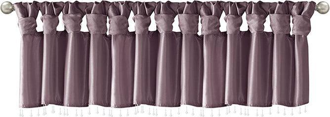 Olliix.com Curtains - Emilia Transitional Lightweight Faux Silk Valance With Beads 50"W x 26"L Purple