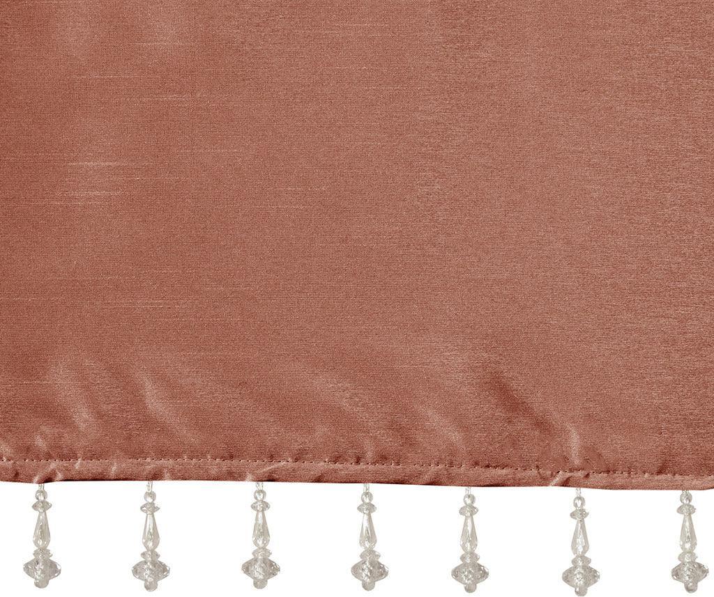 Olliix.com Curtains - Emilia Transitional Lightweight Faux Silk Valance With Beads 50"W x 26"L Spice