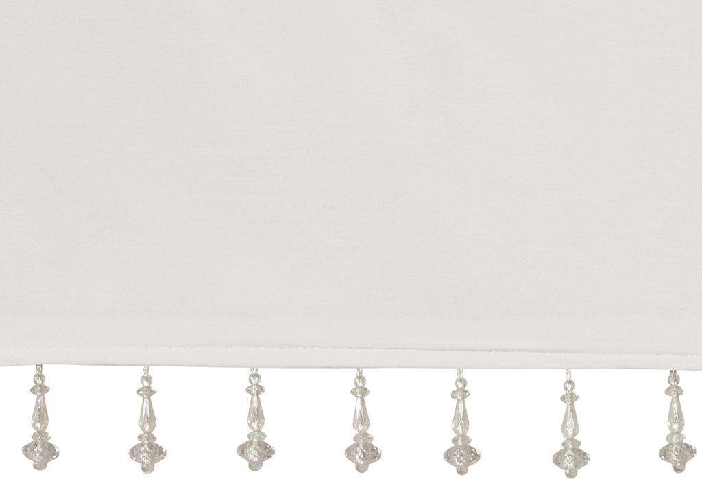 Olliix.com Curtains - Emilia Transitional Lightweight Faux Silk Valance With Beads 50"W x 26"L White