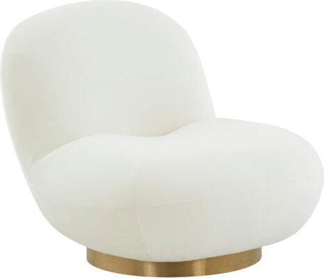 Tov Furniture Accent Chairs - Emily Cream Velvet Swivel Chair