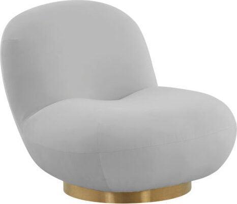 Tov Furniture Accent Chairs - Emily Grey Velvet Swivel Chair