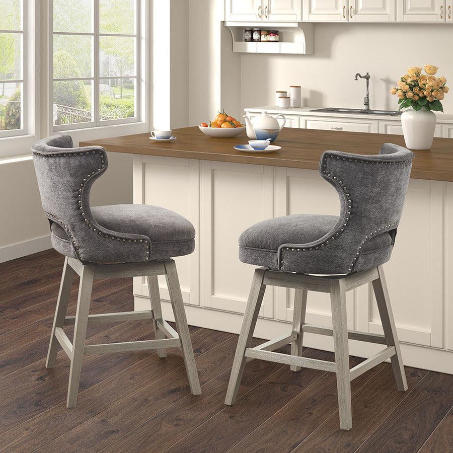 Olliix.com Barstools - Emmett 25.75" Swivel Counter Stool Charcoal