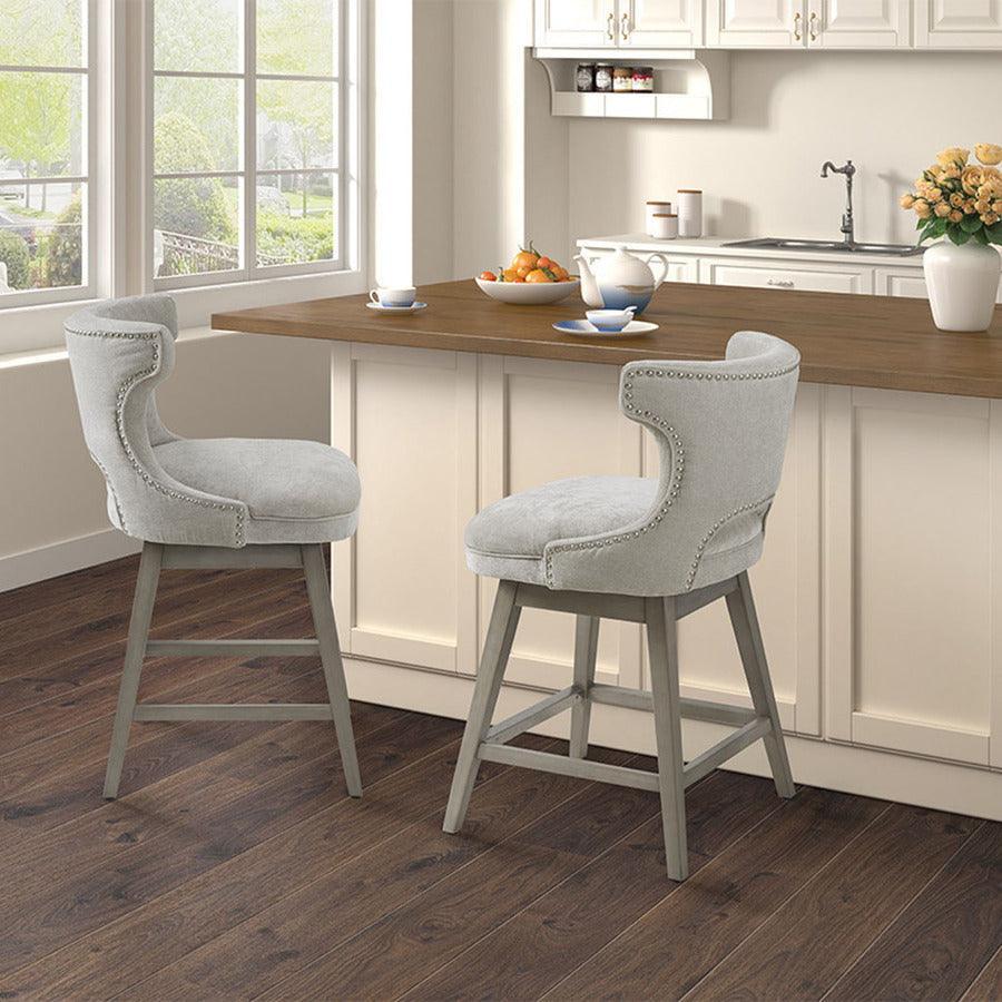 Olliix.com Barstools - Emmett 25.75" Swivel Counter Stool Light Gray