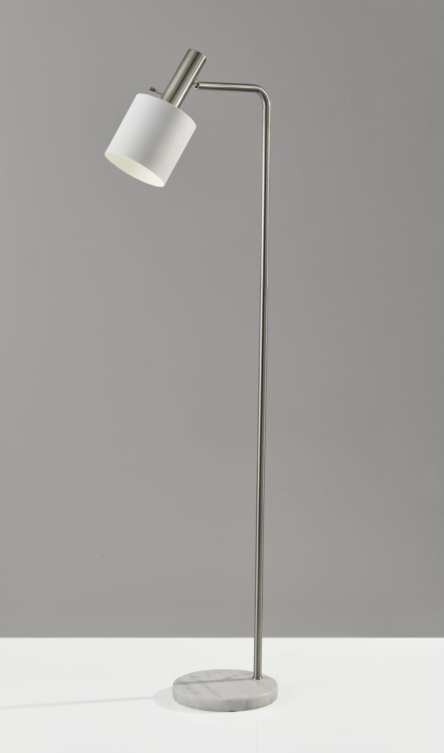Adesso Floor Lamps - Emmett Floor Lamp Brushed Steel & White