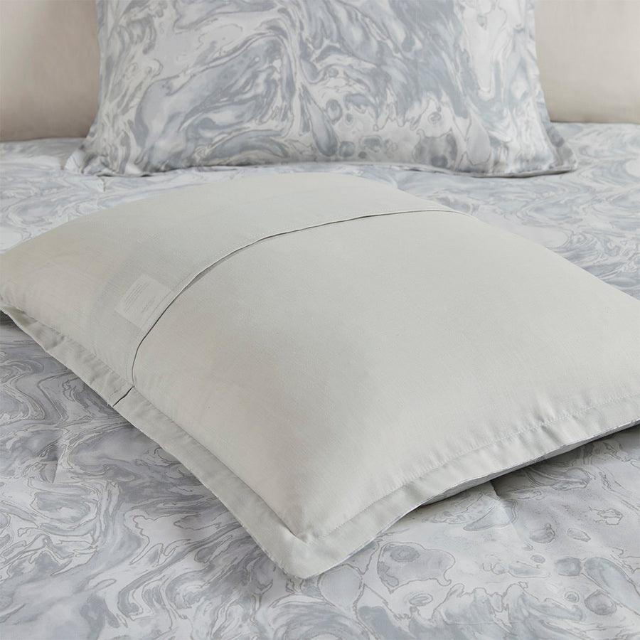 Olliix.com Comforters & Blankets - Emory 7 Piece Cotton Sateen Comforter Set Gray Queen