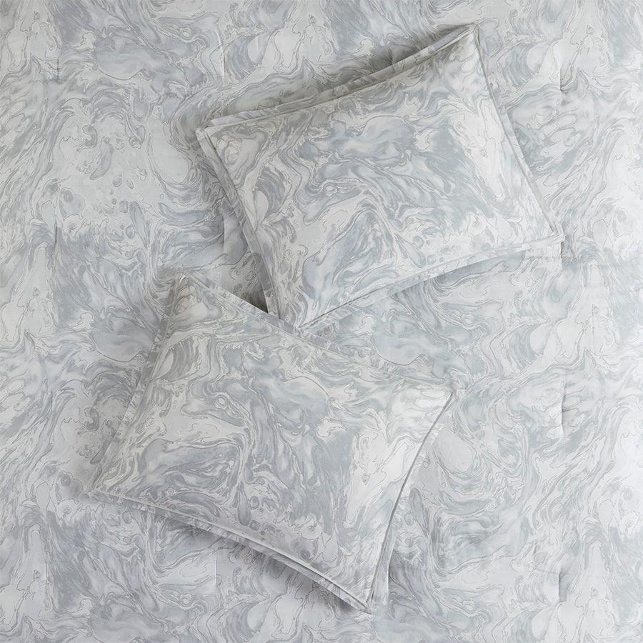 Olliix.com Comforters & Blankets - Emory 7 Piece36 " W Cotton Sateen Comforter Set Gray King
