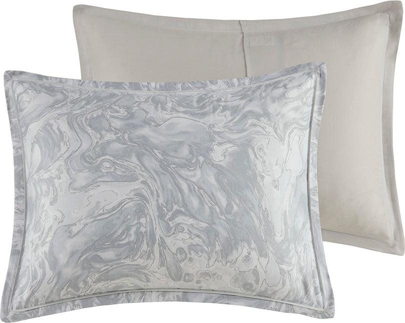 Olliix.com Comforters & Blankets - Emory California King 7 Piece Cotton Sateen Comforter Set Gray
