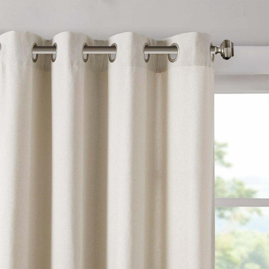 Olliix.com Curtains - Englewood 63" Solid Piece Dyed Grommet Top Window Panel Natural