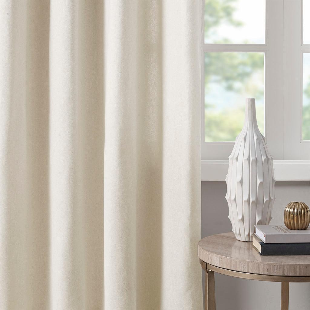 Olliix.com Curtains - Englewood 63" Solid Piece Dyed Grommet Top Window Panel Natural