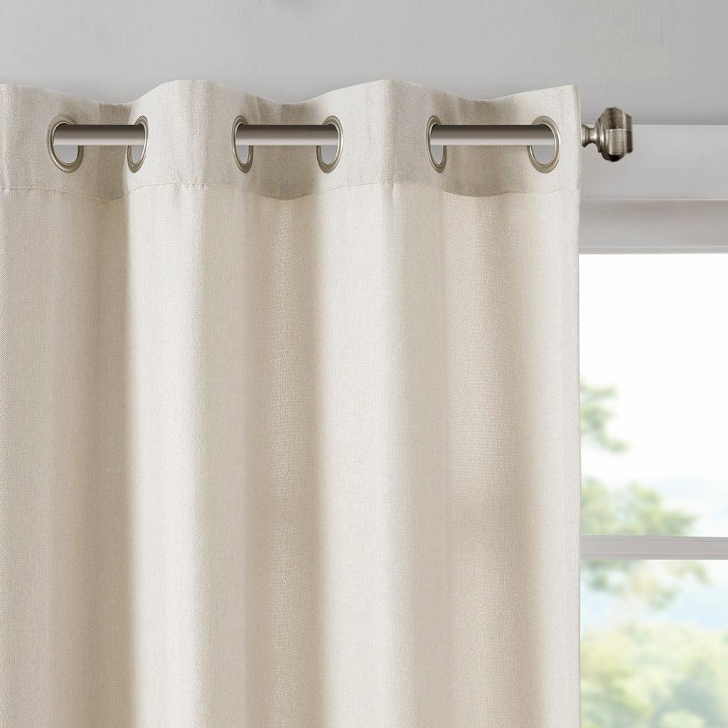 Olliix.com Curtains - Englewood 84" Solid Piece Dyed Grommet Top Window Panel Natural