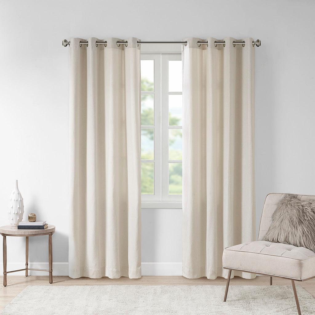 Olliix.com Curtains - Englewood 95" Solid Piece Dyed Grommet Top Window Panel Natural