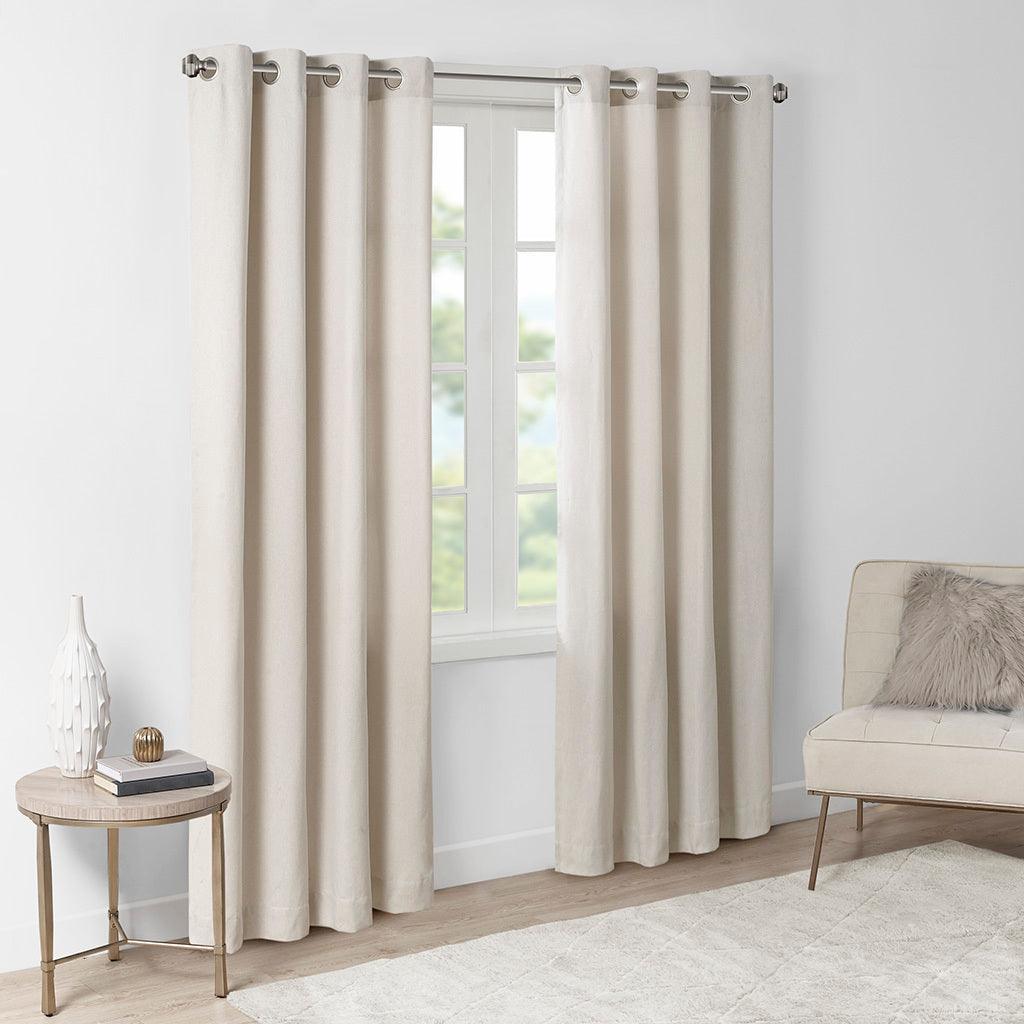 Olliix.com Curtains - Englewood 95" Solid Piece Dyed Grommet Top Window Panel Natural