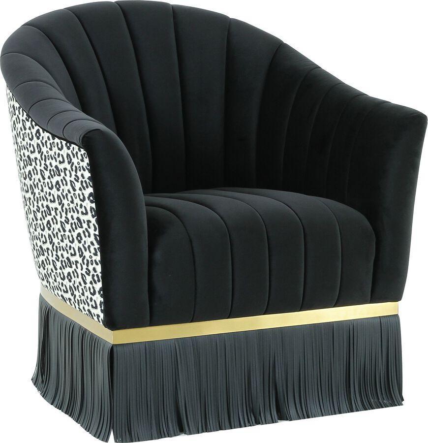 Tov Furniture Accent Chairs - Enid Black Velvet Swivel Chair