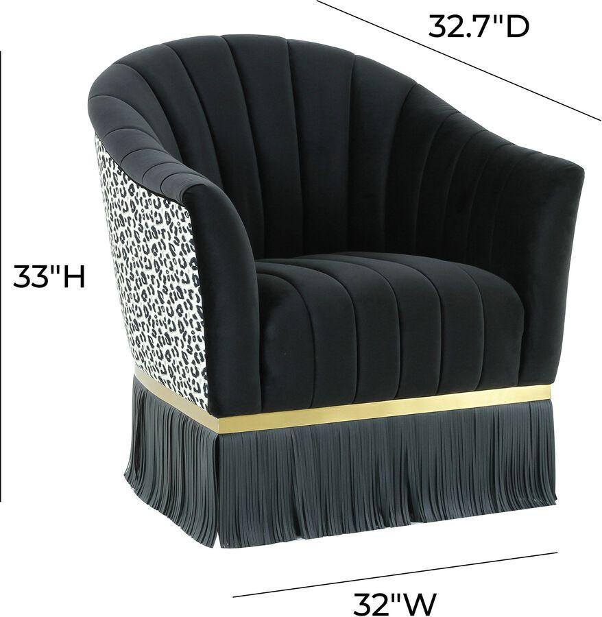 Tov Furniture Accent Chairs - Enid Black Velvet Swivel Chair