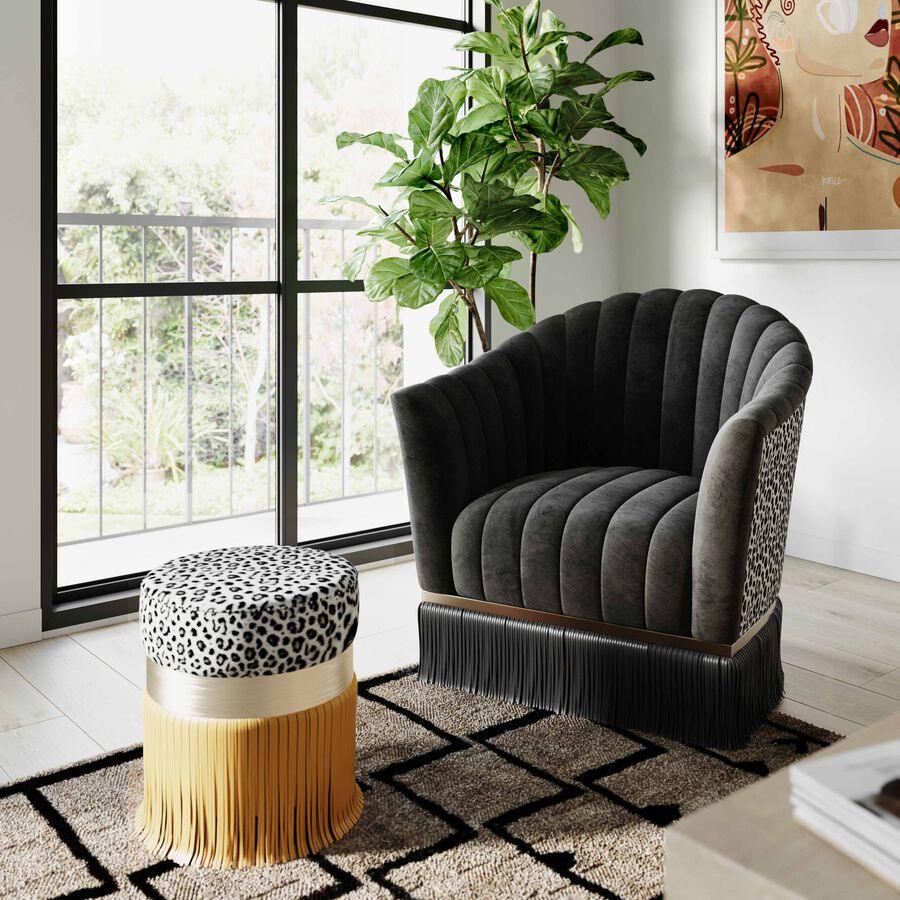 Tov Furniture Accent Chairs - Enid Black Velvet Swivel Chair