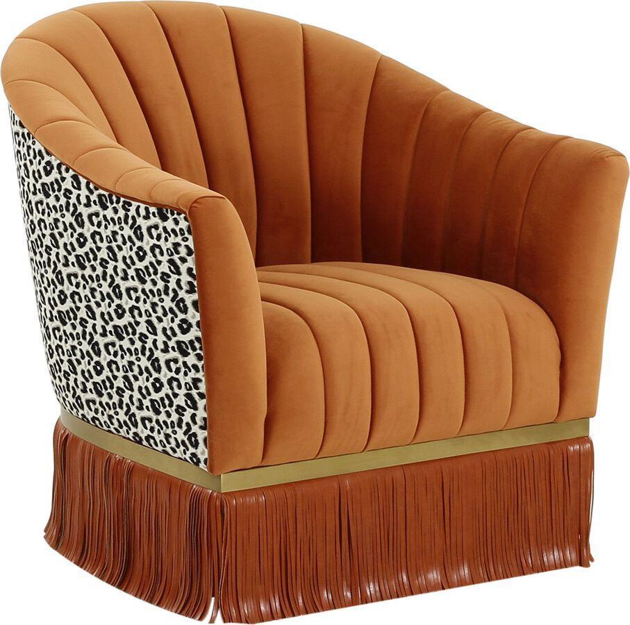 Tov Furniture Accent Chairs - Enid Cinnamon Velvet Swivel Chair
