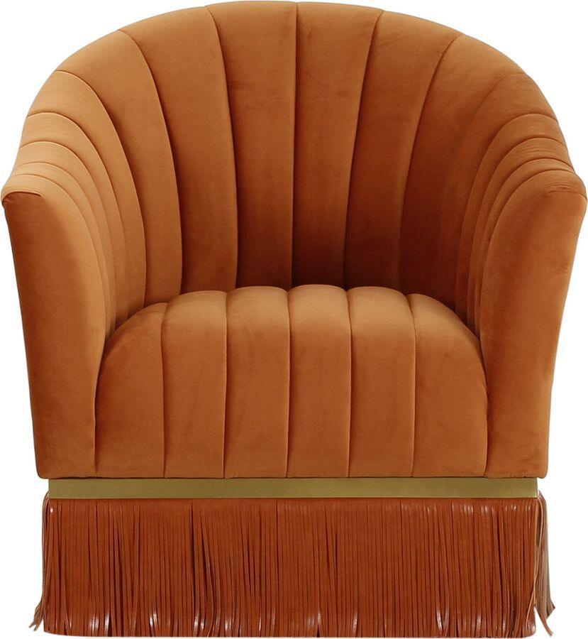 Tov Furniture Accent Chairs - Enid Cinnamon Velvet Swivel Chair