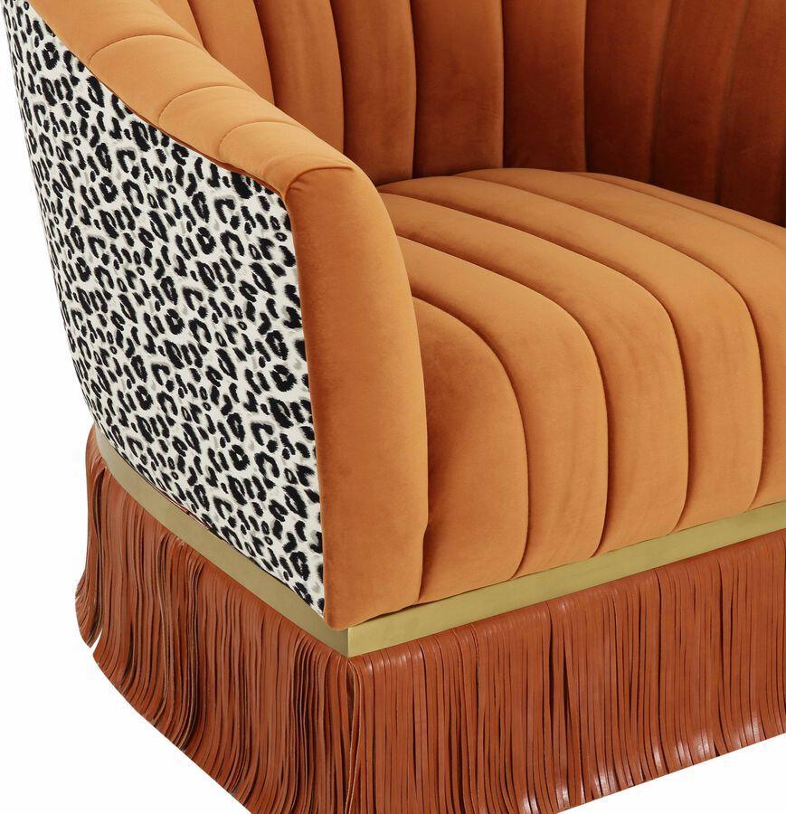 Tov Furniture Accent Chairs - Enid Cinnamon Velvet Swivel Chair