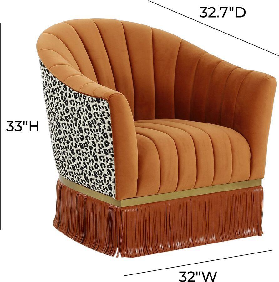 Tov Furniture Accent Chairs - Enid Cinnamon Velvet Swivel Chair